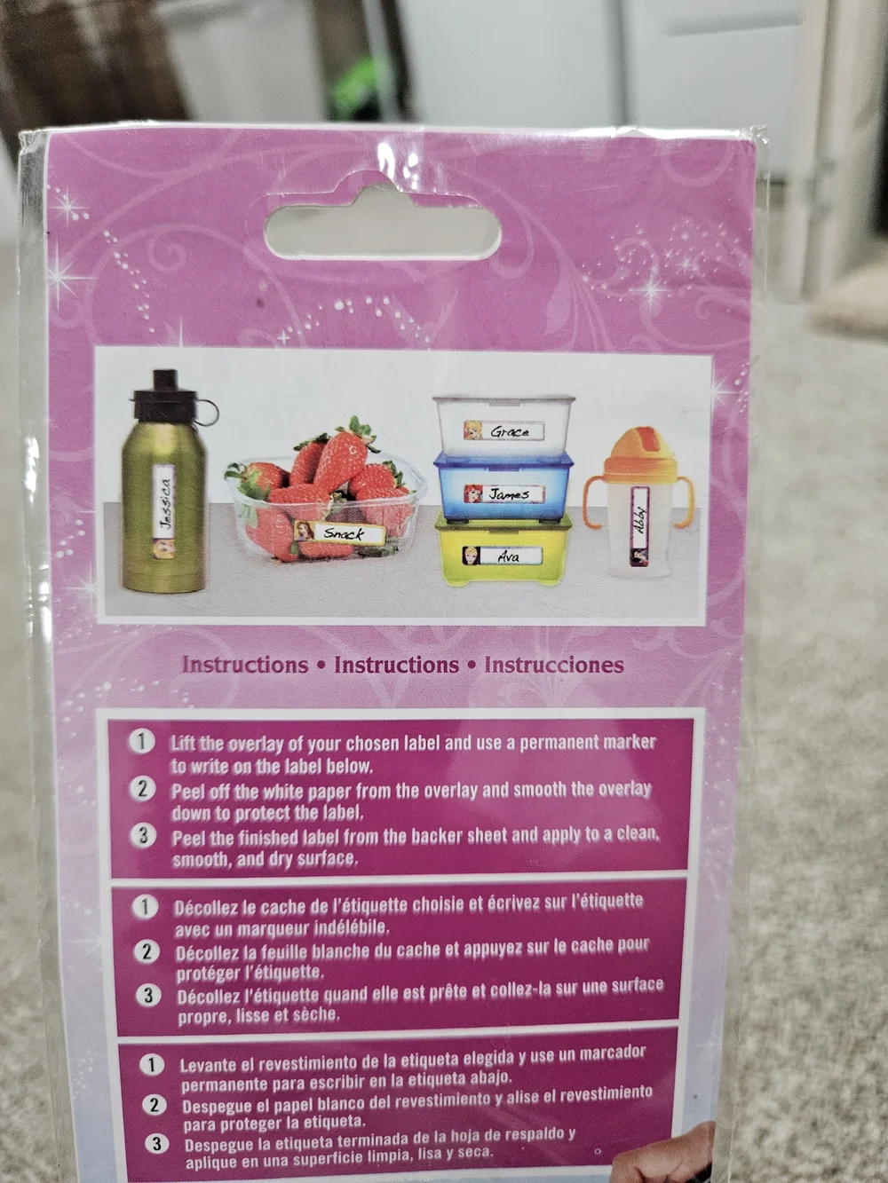 Disney Princess Pink Peel & Stick Labels - 30 Pack